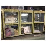 Set of 3 display cases w/glass sliding doors,