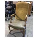 8 Wooden carved Padded chairs w/arms