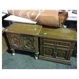 Lot of 2 nightstands one on wheels