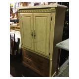 Wooden ornate entertainment center w/drawers