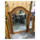 Wooden mirror w/side mirrors