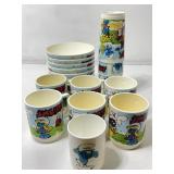 Vtg Smurfs Deka Plastics Bowls, Mugs and Tumblers