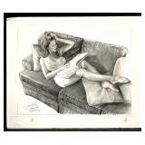 Original Jon Hul Signed LE Pin-Up Pencil Sketch