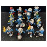 Vtg Smurf keychain figures, assorted