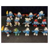 Vtg Smurf keychain figures, assorted