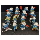 Vtg Smurf keychain figures, assorted