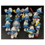 Vtg Smurf keychain figures, assorted
