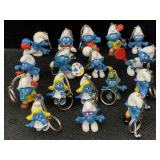 Vtg Smurf keychain figures, assorted