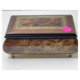 Italian Inlaid Wood Music Box w/ Swiss Musical