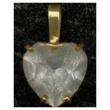 14k Gold Pendant W/clear Topaz Heart Cut, 1.6g
