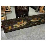 5.5ft Wide Antique Asian Carved Hand Painted Wall