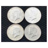 4 Silver 1964 Kennedy Half Dollars