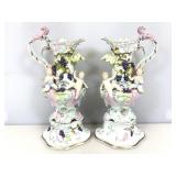 Pair of Meissen Dresden Porcelain Cherub Ewers.