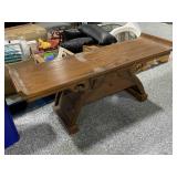 5ft Vtg Asian Bench with Hidden Drawer