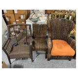 Rattan Wingback Armchair, Armless chair and faux
