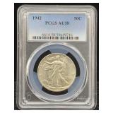 1942 Pcgs Au58 Silver Walking Liberty Half Dollar