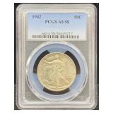 1942 Pcgs Au58 Silver Walking Liberty Half Dollar