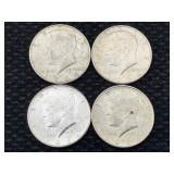 4 Silver 1964 Kennedy Half Dollars
