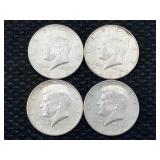 4 Silver 1964 Kennedy Half Dollars