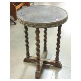 Chinese Dragon Table Brass Engraved Victorian Oak