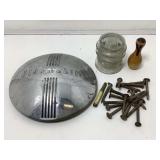Vtg Dated Railroad Nails, Oldsmobile Hubcap and