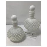 2 Fenton Hobnail White Opalescent Cologne