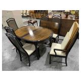 Modern 2-Tone Dining Table with 6 Cane Back