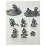 2 Large Pewter Smurfs Figures (Slightly Damaged)