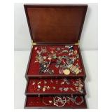 Vintage Costume Jewelry, Some Silver W/jewelry Box