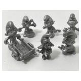 6 Pewter Smurfs Figures. 1980 Peyo by The