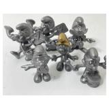 6 Pewter Smurfs Figures. 1980 Peyo by The