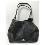 Coach Black Pebbled Leather Hallie Shoulder Bag