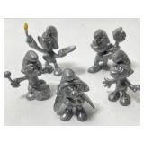 6 Pewter Smurfs Figures. 1980 Peyo by The