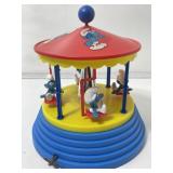 Vtg W. German Smurfs Musical Spinning Carousel w/