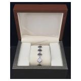 Sterling Bracelet W/mop Inlay, 7.5 In Long And Box