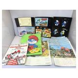 Vtg Smurf assorted posters, calendar & more