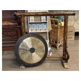 Antique Tibetan Gong and Stand 34in H x 36in W