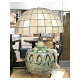 Large MCM Ceramic Table Lamp w/ Capiz Shell Shade