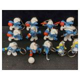 Vtg Smurf keychain figures, assorted