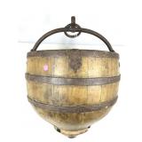 Antique Chinese Shaolin Temple Rice Bucket.17.5in
