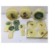 Vtg Smurf coaster set, napkin holders & utensil
