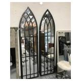 Pair Cathedral Style Wall Mirrors - 7.5ft tall