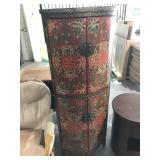 Vtg Asian Corner Cabinet 5ft tall - Hand Painted