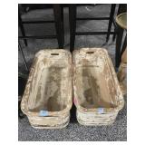 Pair Rustic Wood Farmhouse Planters on Wheels -