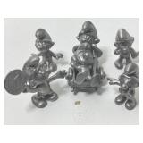 6 Pewter Smurfs Figures. 1980 Peyo by The