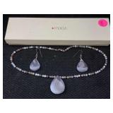 Sterling Clasp Agate Pendant Necklace W/matching