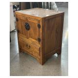Asian Wood Small Side Table with Storage