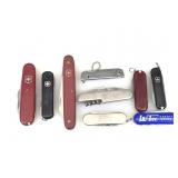 9 pocket knives, Swiss Army & more