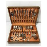 Vtg Rogers Overlaid-Silver Flatware Set for 8