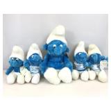 5 Vtg Smurf stuffed figures, 1=20 in tall & 4=10